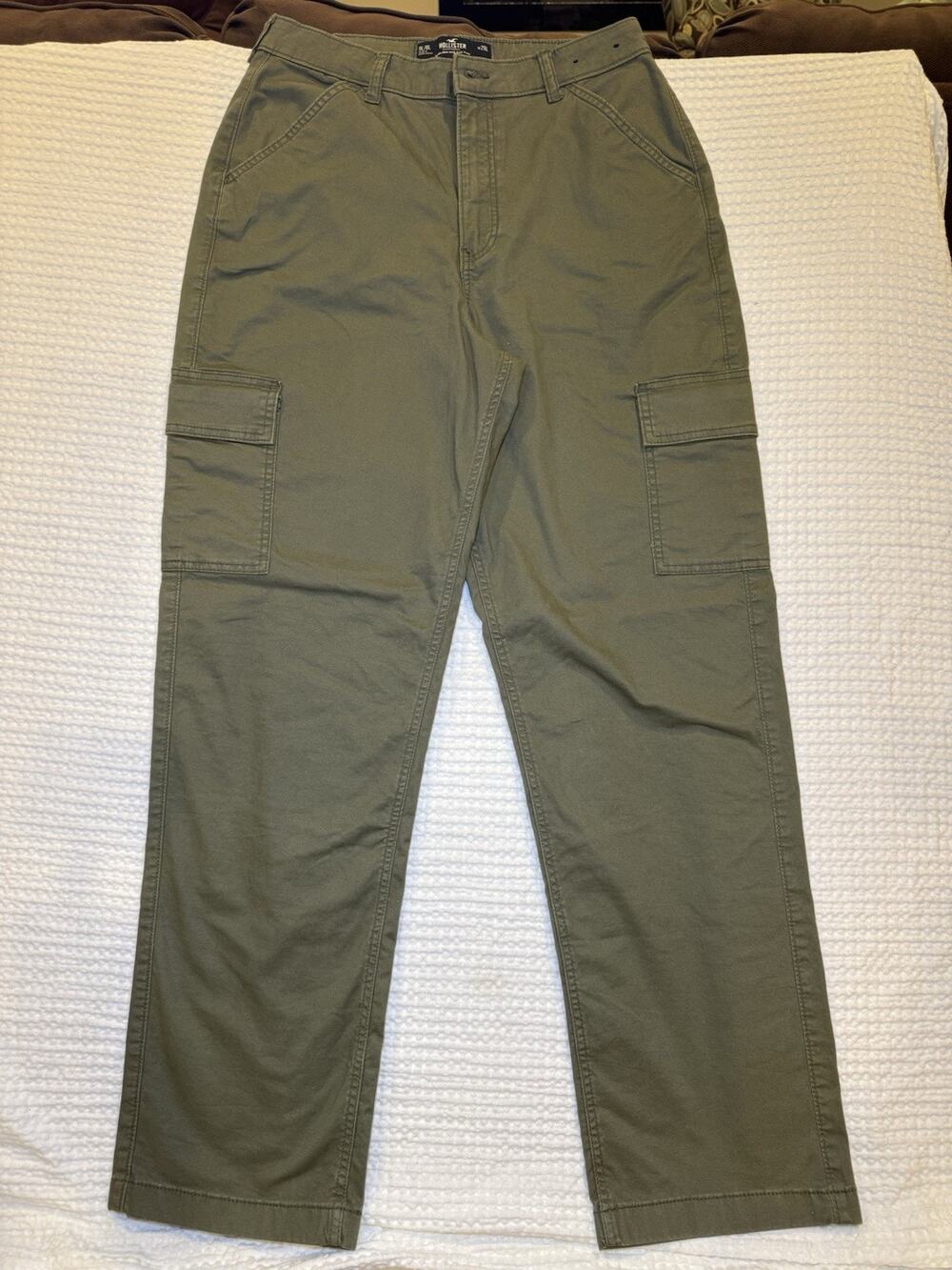 Hollister Ultra High Rise Dad Cargo Pants Women 9L 8L W29L Olive Green